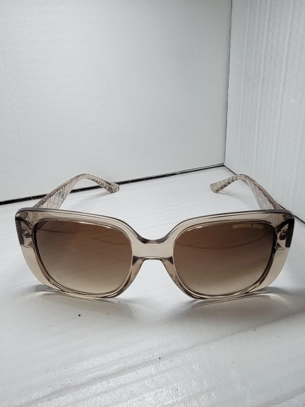 Michael Kors Champagne Beige Square Sunglasses with Brown Gradient Lenses